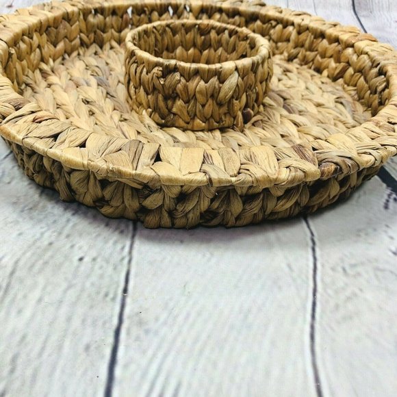 Raffia Chip and Dip Bowl Serving Platter Plate Boho Hippie Chic Wicker Seagrass - Picture 3 of 6